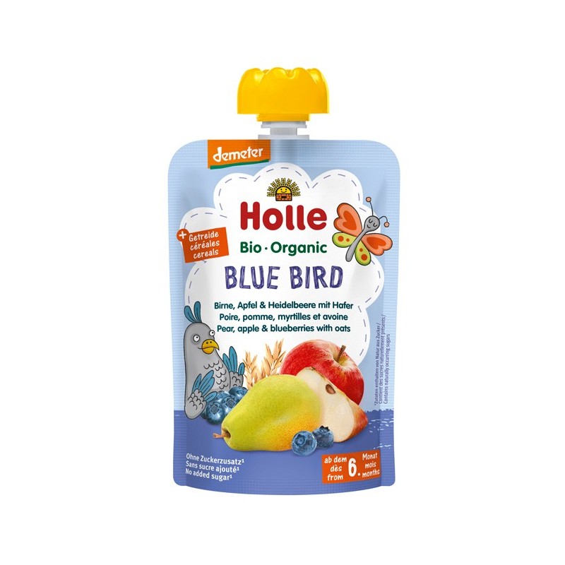 Blue Bird - Piure de pere, mere si afine cu ovaz, Bio, Organic, Holle Baby Food, 100g