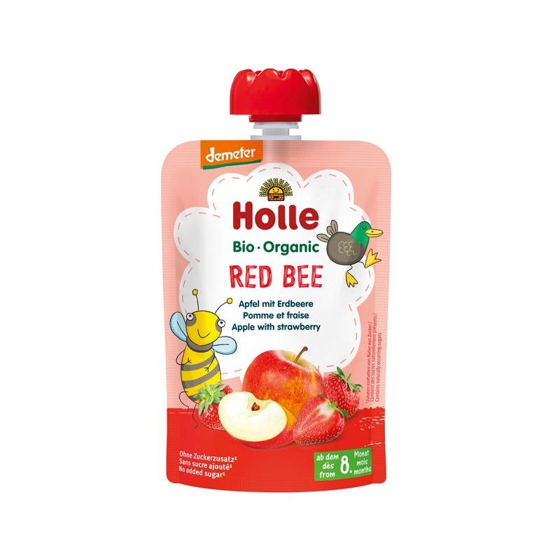 Red Bee - Piure de fructe cu mere si capsuni, Bio, Organic, Holle Baby Food, 100g
