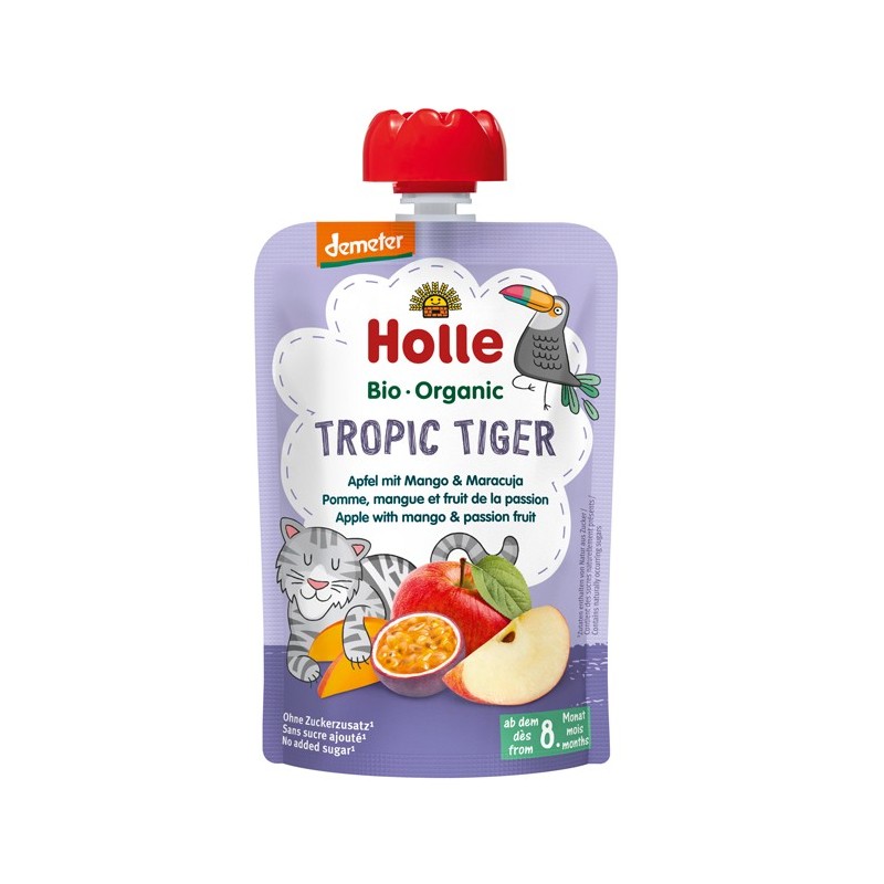 Tropic Tiger - Piure de mere cu mango si fructul pasiunii, Bio, Organic, Holle Baby Food, 100g