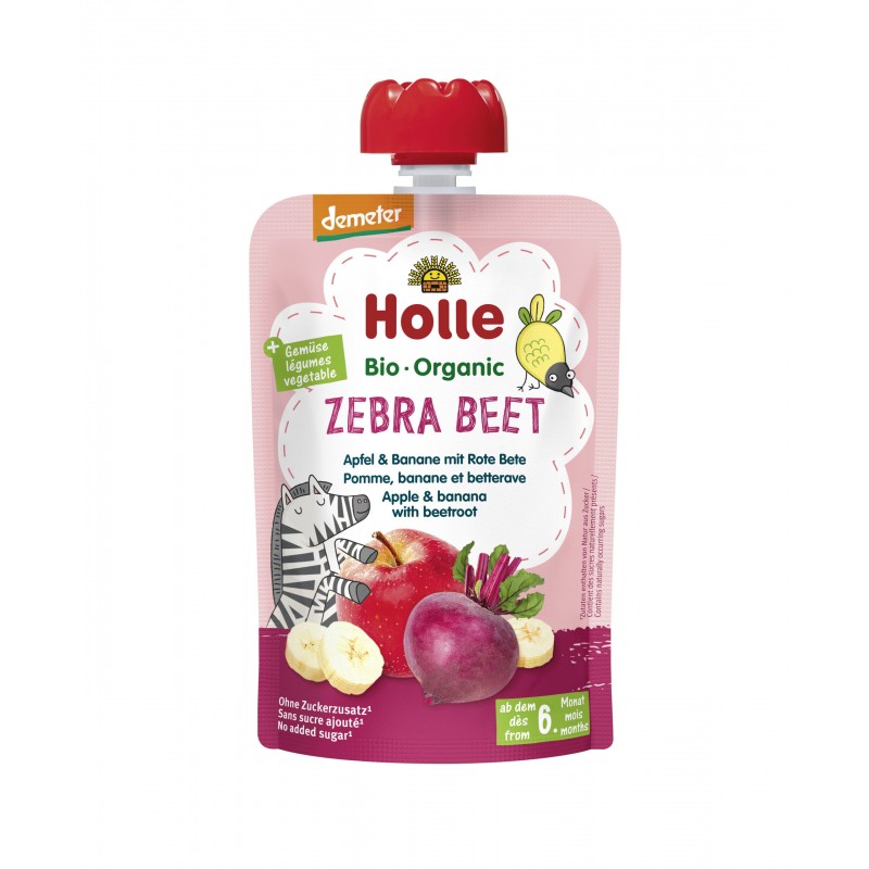 Zebra Beet - Piure de mere cu banane si sfecla, Bio, Organic, Holle Baby Food, 100g