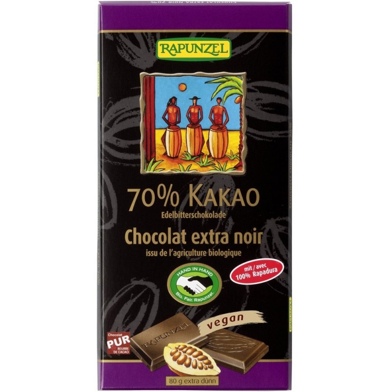 Ciocolata amaruie 70% cacao VEGANA - 80g