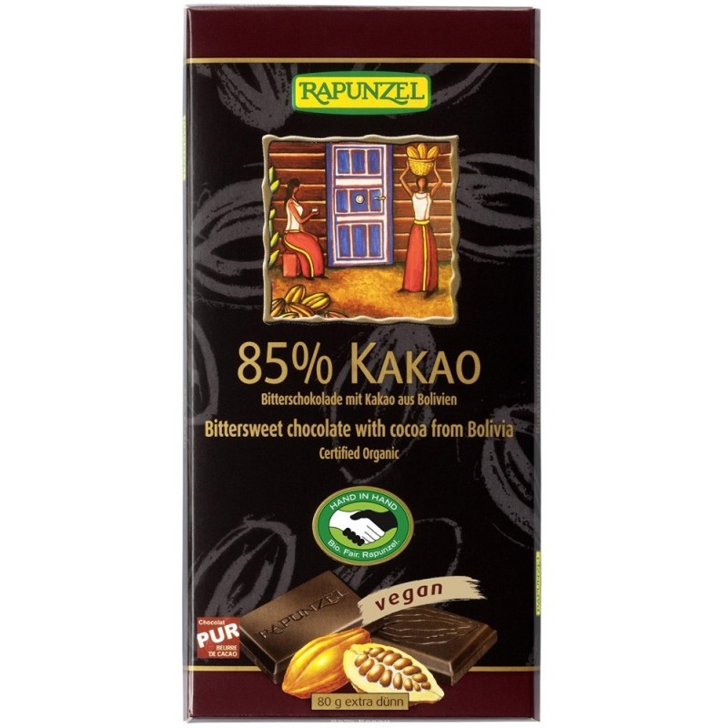 Ciocolata amaruie 85 % cacao VEGANA - 80g