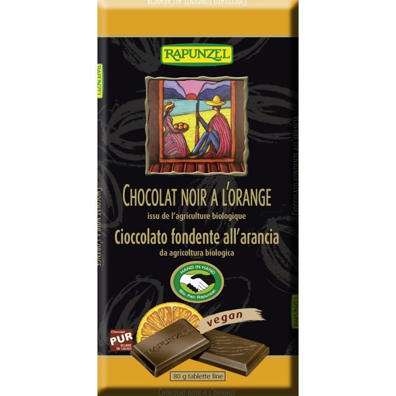 Ciocolata amaruie cu Portocale 55 % cacao VEGANA - 80g