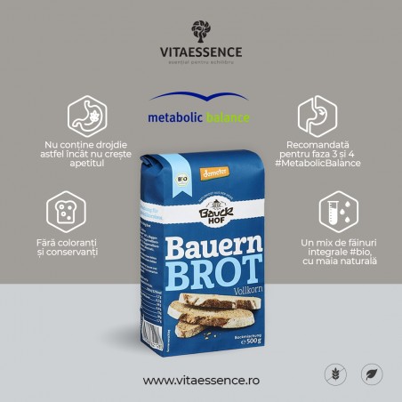 Faina paine taraneasca integrala BIO, Bauckhof, 500g